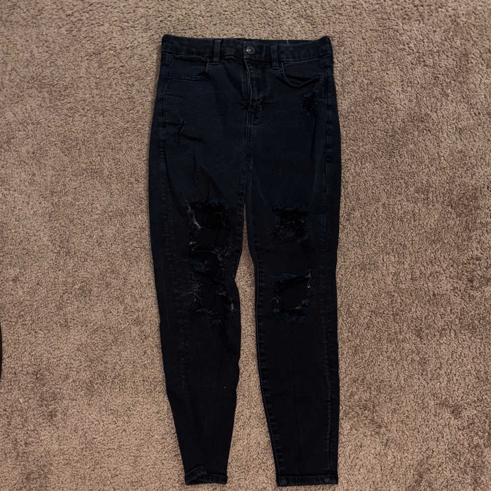 American Eagle Outfitters Black Ripped Skinny Jeans